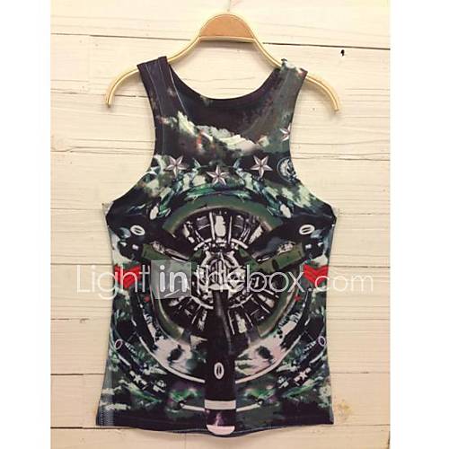 Mens 3D Series European Style Printing Tight Movement Vests