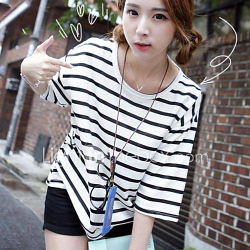 Womens Spring New Preppy Sweet Fashion Casual Stripes T Shirt