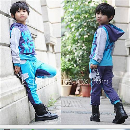 Boys Leisure Matching Color Letter Clothing Sets