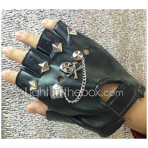 Mens Rivet Punk Fingerless Bang Gloves