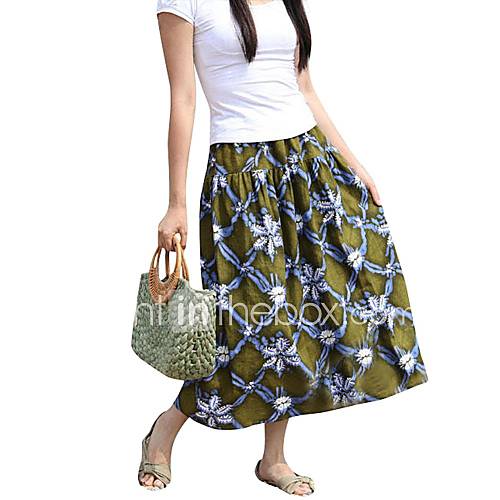 Womens Long Maxi Floral Printed Folk Elastic Skirts