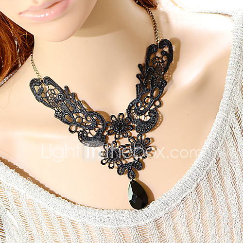OMUTO Handmade Fashion Gorgeous Lace Collar Necklace (Black)