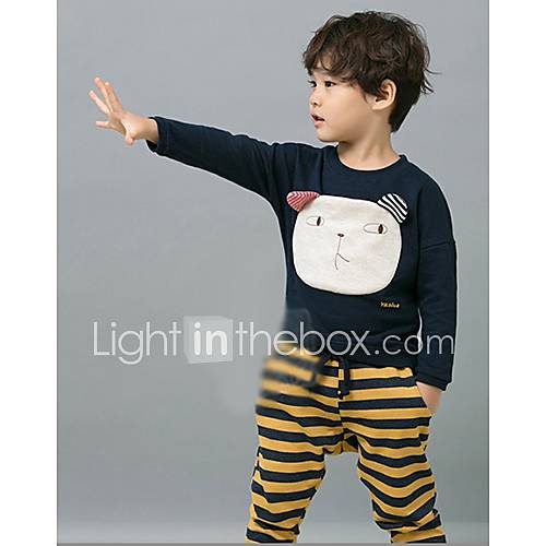 Boys Round Neck Casual Cartoon Clothing Sets