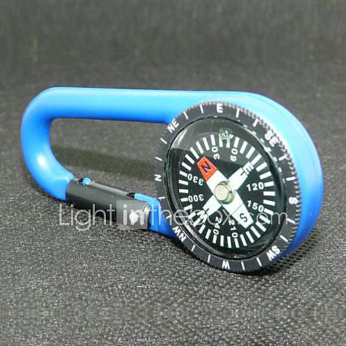 Outdoor Portable Plastic Carabiner Compass   Blue