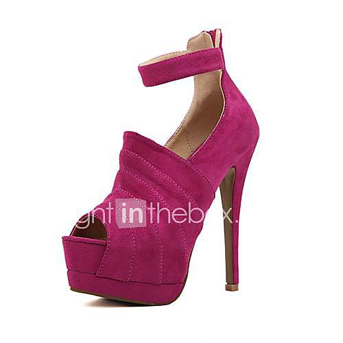 Flocking Womens Stiletto Heel Peep Toe Pumps/Heels with Zipper Shoes(More Colors)