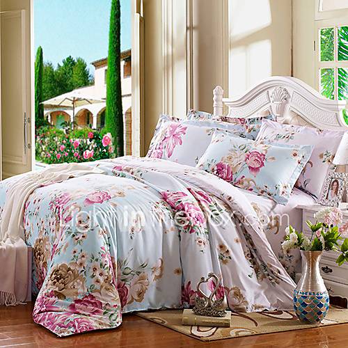 Luolaiya Diamond Velvet Flowers Light Dance Fang Bedding(Light Blue)