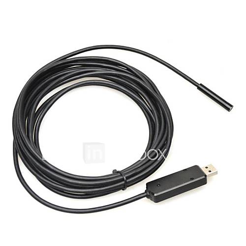 7mm Micro Camera Lens USB Endoscope with 5M (Black)