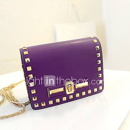 Daidai Womens Cross Pattern Rivet Basic Purple Shoulder Bag