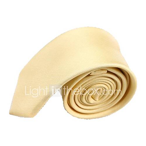 Mens Solid Colour Light Yellow Narrow Microfibre Necktie