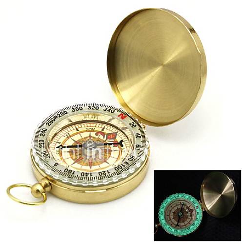 Flip Open Gold Plated noctilucent Pocket Compass