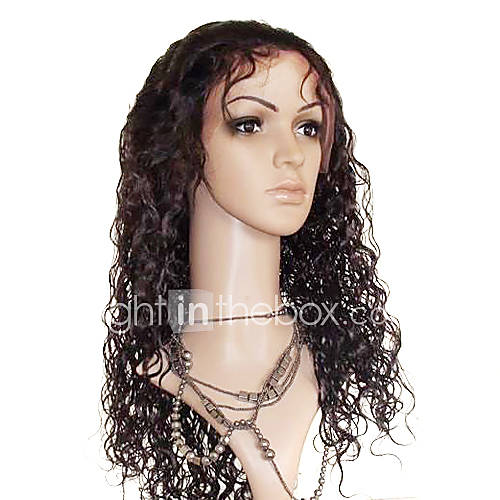 16 Inch Loose Curly 100% Human Hair Lace Frontal Wig Adjustable Size Cap More Colors Available