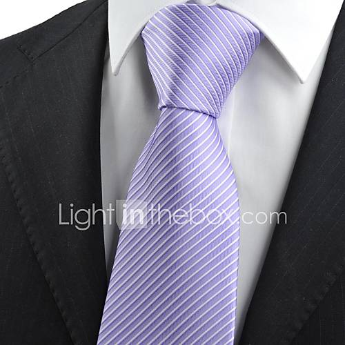 Tie New Striped Purple White Mens Tie Suit Necktie Wedding Party Holiday Gift