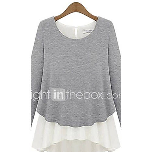 Meitiantian Simplicity Two Pieces Gray Chiffon Shirt