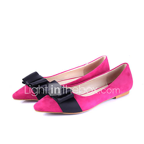 Womens Korean Bow Decoration Flat Shoes(Fuchsia)