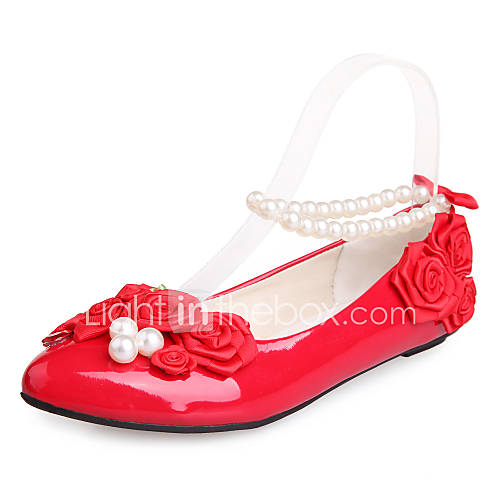 Leatherette Womens Flat Heel Ballerina Flats Shoes With Flower (More Colors)