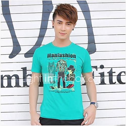 Mens Round Neck Casual Short Sleeve Printing Cotton T shirt(Except Acc)