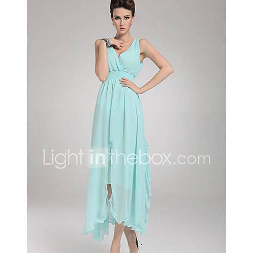 Womens Bohemia Double Beach Chiffon Dress