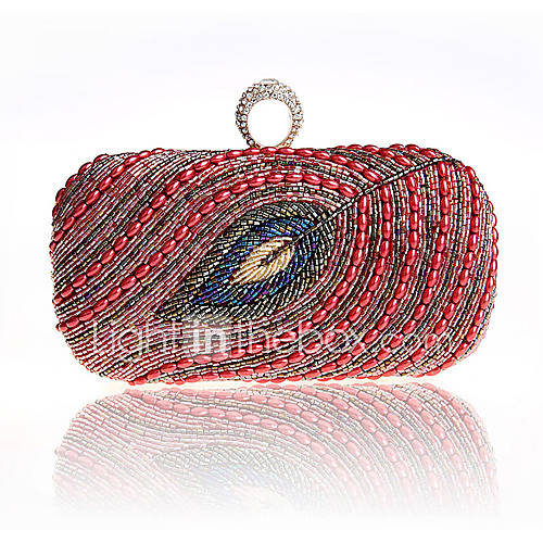 Jiminy Womens Top Grade Embroidery Evening Clutch Bag(Red)