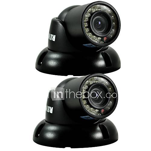 700 TVL Indoor/Outdoor Mini Turret Surveillance Camera with 65 Feet Night Vision   2 Pack (Black)