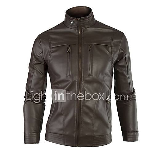 Mens Stand Collar Pure Color Jacket