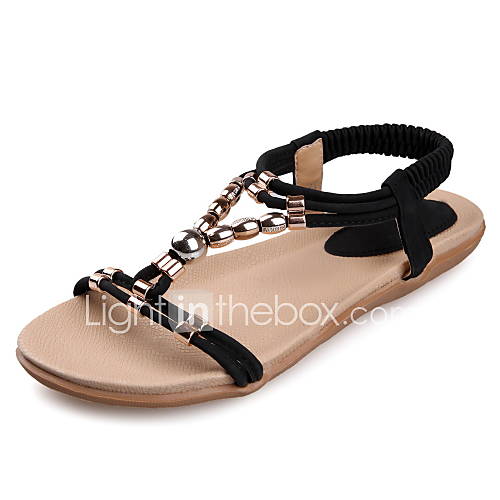 Leatherette Womens Flat Heel T Strap Sandals Shoes(More Colors)