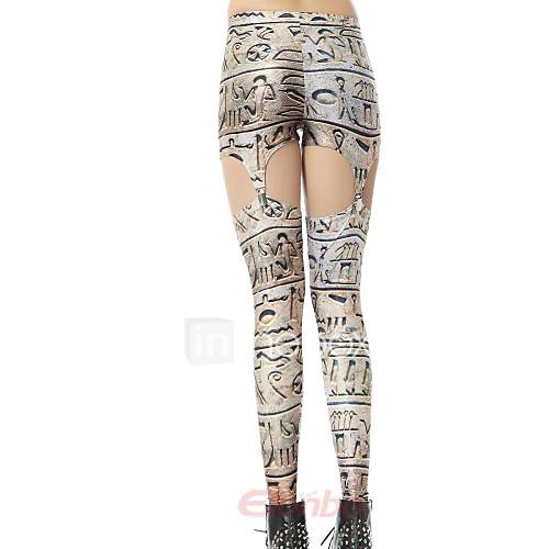 Elonbo Hieroglyphs Style Digital Painting Tight Women Clip Leggings