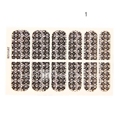 12PCS Abstract Net Shape Black Lace Nail Art Stickers NO.1