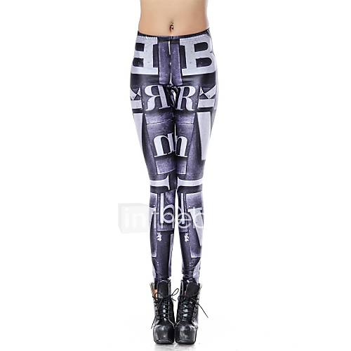 Elonbo White letters Style Digital Painting Tight Women Leggings