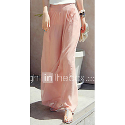 Jinbier Womens Pink Chiffon Ankle Length Pants