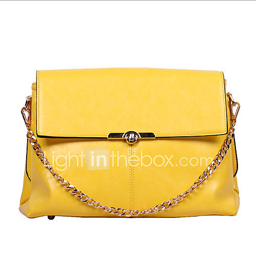 HONGQIU Womens Delicacy Leather Tote Bag(Yellow)