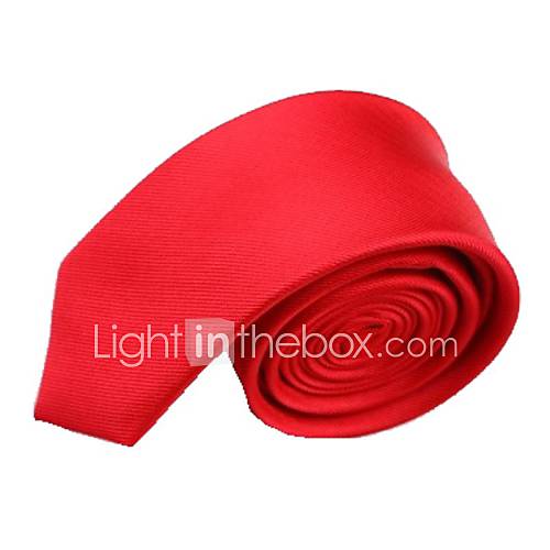 Mens Solid Colour Red Wedding Narrow Microfibre Necktie