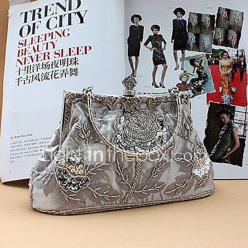 Freya WomenS Fashion Exquisite Retro Beaded Bag(Silver)