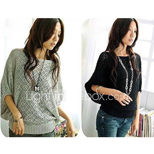 Womens Knited Batwing Sleeves Woolen T Shirt Sweater