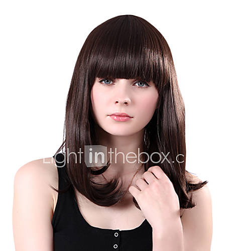 Capless Long Full Bang High Quality Synthetic Brown Wavy Wings