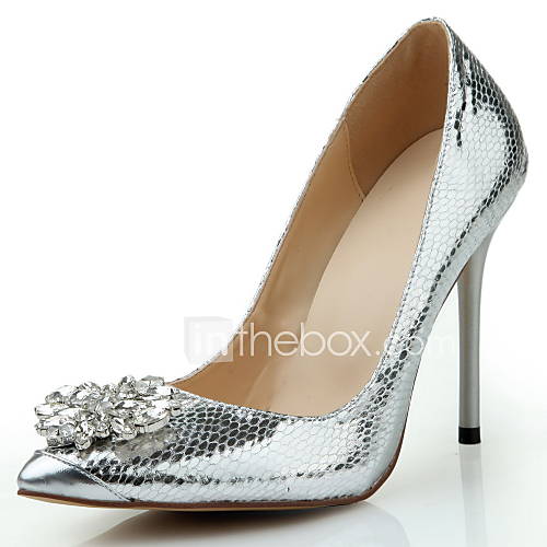 Sparkling Glitter Womens Wedding Stiletto Heel Pointed Toe Pumps/Heels Shoes with Rhinestone