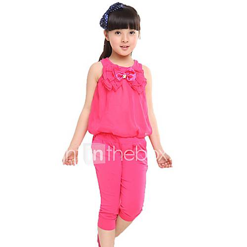 Girls Chiffon Bow Sleeveless Clothing Sets