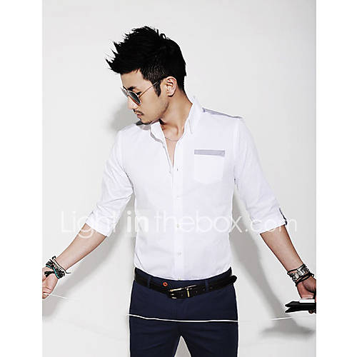 Shishangqiyi Simple Three Quarter Sleeve Shirt(White)