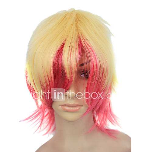 Capless Short Mixed Color Straight Synthetic Hair Wig