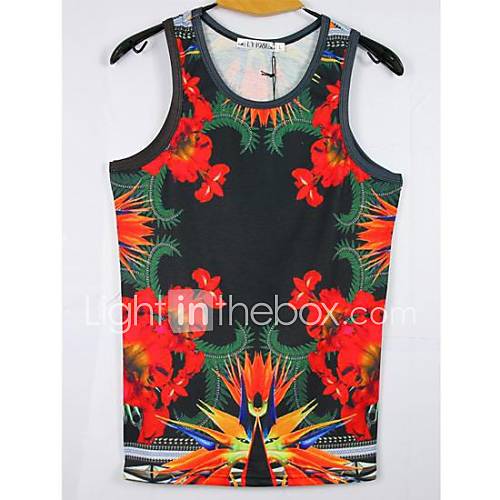 Mens 3D Series European Flowers Printing Tight Movement Vests