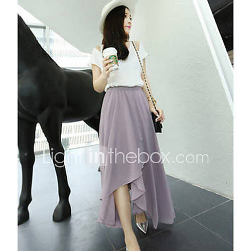 VS Style Womens Elegant Chiffon Irregular Swing Skirts (Purple)
