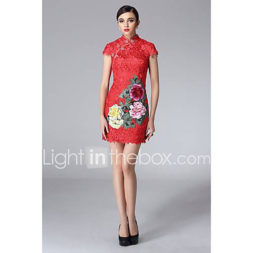 Womens Floral Peony Cheongsam Midi Dress