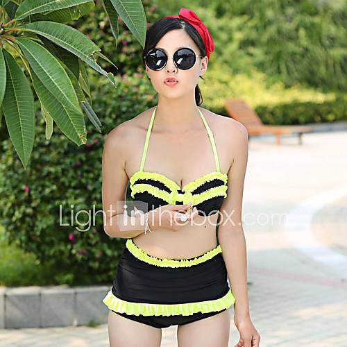 Womans Steel Prop Gather Bikini Sexy Waist