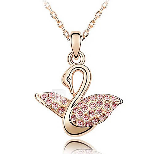 Xiaoguo Womens Eleagnt Swan Princess Crystal Necklace(Screen Color)