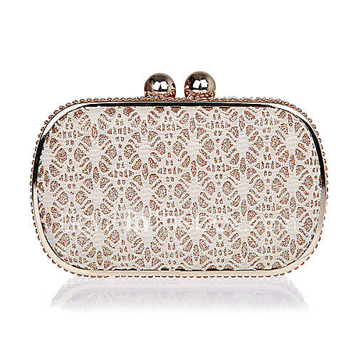 Jiminy Womens Top Grade Lace Evening Clutch Bag(Cream)