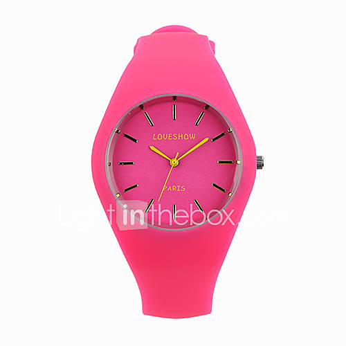 Loveshow Solid Color Eco Friendly Silica Gel Band Waterproof Wristwatch