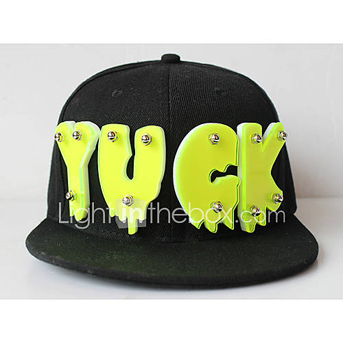 Unisex Crystal Flat Ledge Hat With Fluorescent Alphabet YUCK