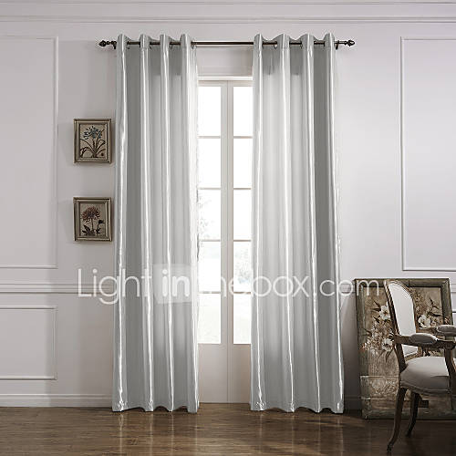 (One Panel Grommet Top) Modern Minimalist White Solid Energy Saving Curtain