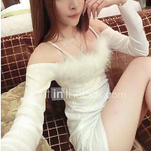 Nishang Sexy Nightrabbit Hair Decoration Cultivate OneS Morality Dress(White)