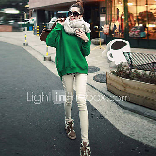 Loongzy Womens Korean Leisure Loose Fit Large Size Green Pullover