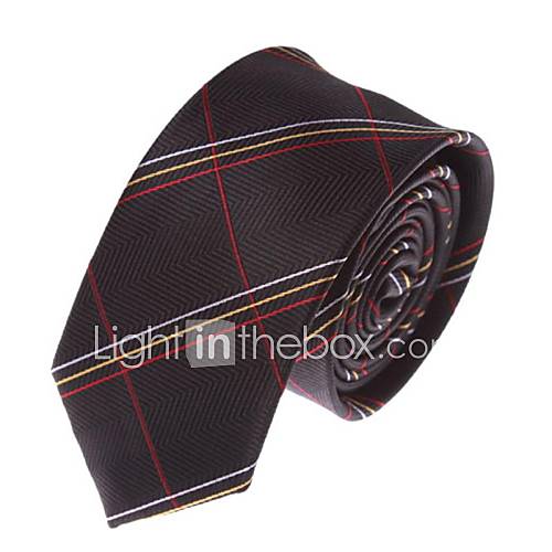 Mens Solid Colour Fashion Black Red Yellow Blue Plaid Narrow Panel Necktie